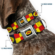 BEAVIS AND BUTT-HEAD Title Logo Full Color Black/Yellow/Red Seatbelt Buckle Collar - BEAVIS AND BUTT-HEAD Title Logo Checker Black/Red/Yellow