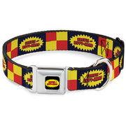 BEAVIS AND BUTT-HEAD Title Logo Full Color Black/Yellow/Red Seatbelt Buckle Collar - BEAVIS AND BUTT-HEAD Title Logo Checker Black/Red/Yellow