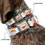 Beavis and Butt-Head BURGER WORLD Logo Full Color White Seatbelt Buckle Collar - BEAVIS AND BUTT-HEAD Burger World Icons Collage White