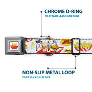 Beavis and Butt-Head BURGER WORLD Logo Full Color White Seatbelt Buckle Collar - BEAVIS AND BUTT-HEAD Burger World Icons Collage White