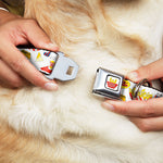 Beavis and Butt-Head BURGER WORLD Logo Full Color White Seatbelt Buckle Collar - BEAVIS AND BUTT-HEAD Burger World Icons Collage White