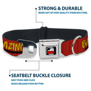 THE BIG BANG THEORY Full Color Black White Red Seatbelt Buckle Collar - BAZINGA! Red/Gold/Black