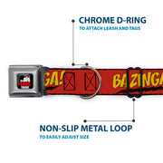 THE BIG BANG THEORY Full Color Black White Red Seatbelt Buckle Collar - BAZINGA! Red/Gold/Black