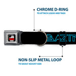 THE BIG BANG THEORY Full Color Black White Red Seatbelt Buckle Collar - Sheldon/BAZINGA! Black/Blue Glow