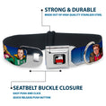 Load image into Gallery viewer, THE BIG BANG THEORY Full Color Black White Red Seatbelt Buckle Collar - The Big Bang Theory Superhero Characters Group Blue Dot Fade

