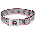 Load image into Gallery viewer, THE BIG BANG THEORY Full Color Black White Red Seatbelt Buckle Collar - Soft Kitty Nerd/Mustacho Expressions Stripe Grays
