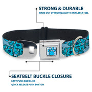 Blue's Clues Paw Full Color Blues Seatbelt Buckle Collar - Blue's Clues Blue Poses Scattered Blues