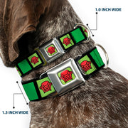 Blue's Clues Steve's Thinking Chair Full Color Green/Black/Red Seatbelt Buckle Collar - Blue's Clues Steve's Stripe and Thinking Chair Black/Greens/Red