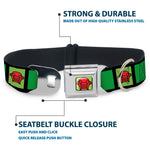 Blue's Clues Steve's Thinking Chair Full Color Green/Black/Red Seatbelt Buckle Collar - Blue's Clues Steve's Stripe and Thinking Chair Black/Greens/Red