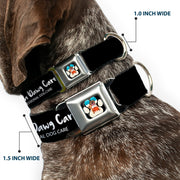 Beach Dawg Care Paw Logo Full Color Black Seatbelt Buckle Collar - BEACH DAWG CARE ALL DOGS ARE EQUAL Black/White