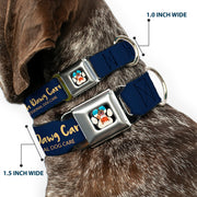 Beach Dawg Care Paw Logo Full Color Black Seatbelt Buckle Collar - BEACH DAWG CARE ALL DOGS ARE EQUAL Navy/Oange