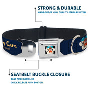 Beach Dawg Care Paw Logo Full Color Black Seatbelt Buckle Collar - BEACH DAWG CARE ALL DOGS ARE EQUAL Navy/Oange