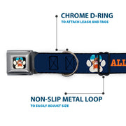 Beach Dawg Care Paw Logo Full Color Black Seatbelt Buckle Collar - BEACH DAWG CARE ALL DOGS ARE EQUAL Navy/Oange