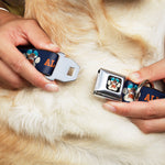 Beach Dawg Care Paw Logo Full Color Black Seatbelt Buckle Collar - BEACH DAWG CARE ALL DOGS ARE EQUAL Navy/Oange