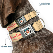 Beach Dawg Care Paw Logo Full Color Black Seatbelt Buckle Collar - BEACH DAWG CARE ALL DOGS ARE EQUAL Cream/Pink