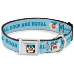 Beach Dawg Care Paw Logo Full Color Black Seatbelt Buckle Collar - BEACH DAWG CARE ALL DOGS ARE EQUAL Blues