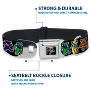 Grateful Dead Bear Seatbelt Buckle Collar - Dancing Bears Black/Multi Color