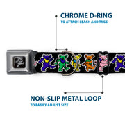 Grateful Dead Bear Seatbelt Buckle Collar - Dancing Bears Black/Multi Color
