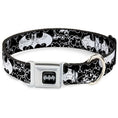 Load image into Gallery viewer, Batman Black Silver Seatbelt Buckle Collar - Batman Outlines Black/White

