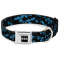 Load image into Gallery viewer, Batman Black/Silver Seatbelt Buckle Collar - Bat Signals Stacked Blue/Black

