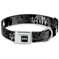 Load image into Gallery viewer, Batman Black Silver Seatbelt Buckle Collar - BATMAN w/Bat Signals & Flying Bats Black/White
