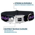 Load image into Gallery viewer, Batman Black Silver Seatbelt Buckle Collar - Batman Signal Black/Purple Plaid
