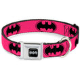 Load image into Gallery viewer, Batman Black Silver Seatbelt Buckle Collar - Bat Signal-3 Fuchsia/Black/Fuchsia
