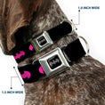 Load image into Gallery viewer, Batman Black Silver Seatbelt Buckle Collar - Batman Signal Black/Fuchsia
