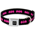 Load image into Gallery viewer, Batman Black Silver Seatbelt Buckle Collar - Batman Signal Black/Fuchsia

