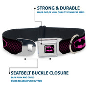 Batman Shield Full Color Black/Hot Pink Seatbelt Buckle Collar - Batman Shield/Chainlink Black/Hot Pink