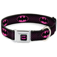 Load image into Gallery viewer, Batman Shield Full Color Black/Hot Pink Seatbelt Buckle Collar - Batman Shield/Chainlink Black/Hot Pink

