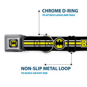 Bat Signal Black/White/Yellow Seatbelt Buckle Collar - BATMAN/Bat Signal Triple Stripe Black/White/Yellow