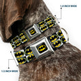 Load image into Gallery viewer, Batman Full Color Black Yellow Seatbelt Buckle Collar - Batman Shield Checkers
