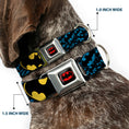 Load image into Gallery viewer, Batman Full Color Black Yellow Seatbelt Buckle Collar - Bat Signals Stacked w/CLOSE-UP Blue/Black/Yellow
