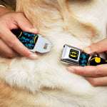 Batman Full Color Black Yellow Seatbelt Buckle Collar - Bat Signals Stacked w/CLOSE-UP Blue/Black/Yellow