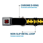 Batman Full Color Black Yellow Seatbelt Buckle Collar - Bat Signal-3 Black/Yellow/Black
