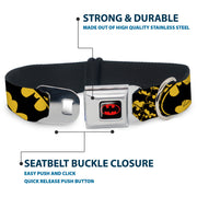 Batman Full Color Black Yellow Seatbelt Buckle Collar - Bat Signals Stacked w/CLOSE-UP Yellow/Black