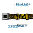 Load image into Gallery viewer, Batman Full Color Black Yellow Seatbelt Buckle Collar - BATMAN w/Bat Signals & Flying Bats Yellow/Black/White
