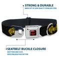 Load image into Gallery viewer, Batman Full Color Black Yellow Seatbelt Buckle Collar - Zebra Bat Signal Black/Gray/Yellow/Black
