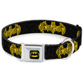 Load image into Gallery viewer, Batman Full Color Black Yellow Seatbelt Buckle Collar - Zebra Bat Signal Black/Gray/Yellow/Black
