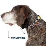 Batman Full Color Black Yellow Seatbelt Buckle Collar - BATGIRL Panels Yellow/Pink