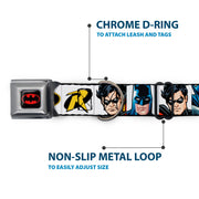 Batman Full Color Black Yellow Seatbelt Buckle Collar - Batman & Robin Blocks White