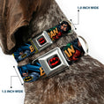 Load image into Gallery viewer, Batman Full Color Black Yellow Seatbelt Buckle Collar - Batman & Robin in Action w/Text Black
