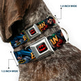 Load image into Gallery viewer, Batman Full Color Black Yellow Seatbelt Buckle Collar - Batman & Robin in Action w/Text Burgundy

