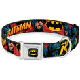 Load image into Gallery viewer, Batman Full Color Black Yellow Seatbelt Buckle Collar - Batman & Robin in Action w/Text Burgundy
