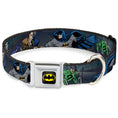 Load image into Gallery viewer, Batman Full Color Black Yellow Seatbelt Buckle Collar - Batman Battling Villains in Tunnel
