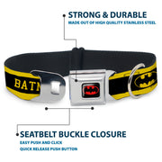 Batman Full Color Black Yellow Seatbelt Buckle Collar - BATMAN/Logo Stripe Yellow/Black