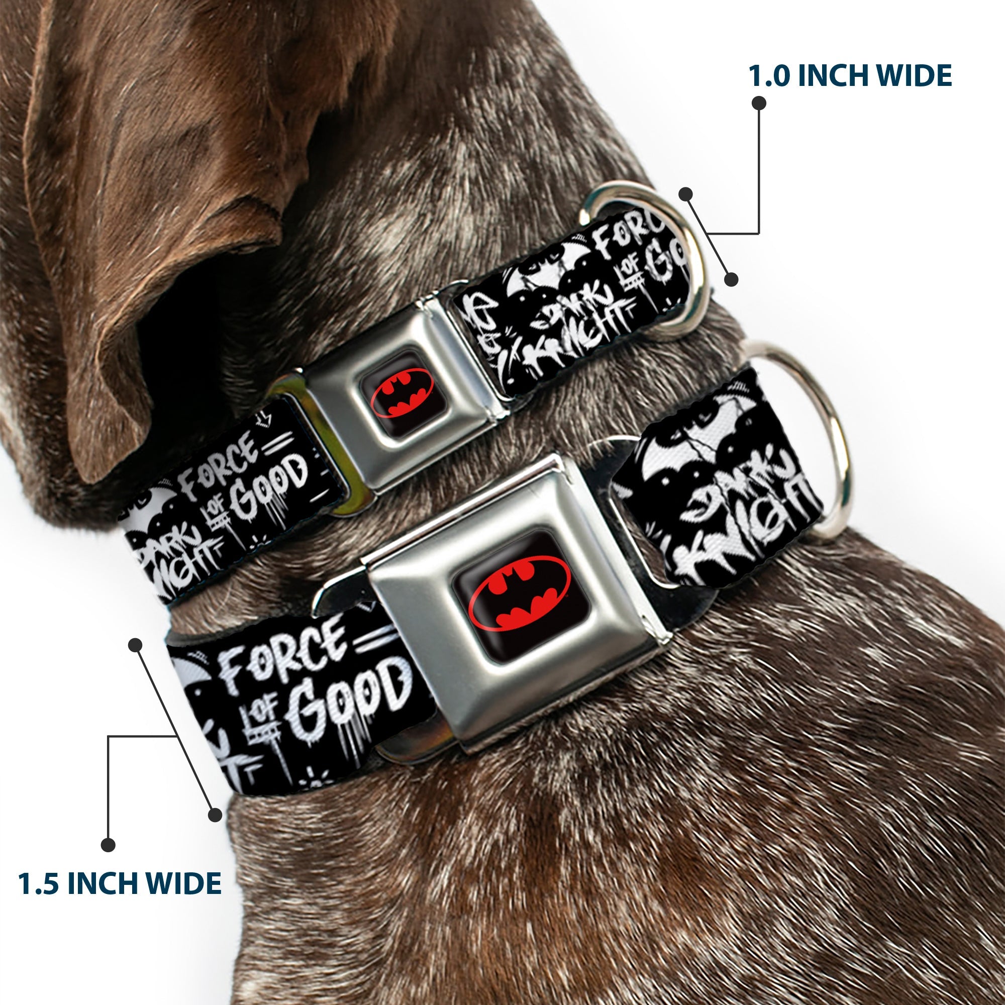 Batman Black/Yellow Seatbelt Buckle Collar - Batman Gotham City Graffiti Collage Black/White