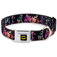 Load image into Gallery viewer, Batman Black/Yellow Seatbelt Buckle Collar - Batman Batgirl and Joker Comic Book Cover Face Close-Ups Black
