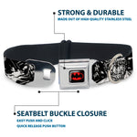 Batman Black/Yellow Seatbelt Buckle Collar - Batman THE DARK KNIGHT and Joker Smiling Sketch Close-Ups Black/White